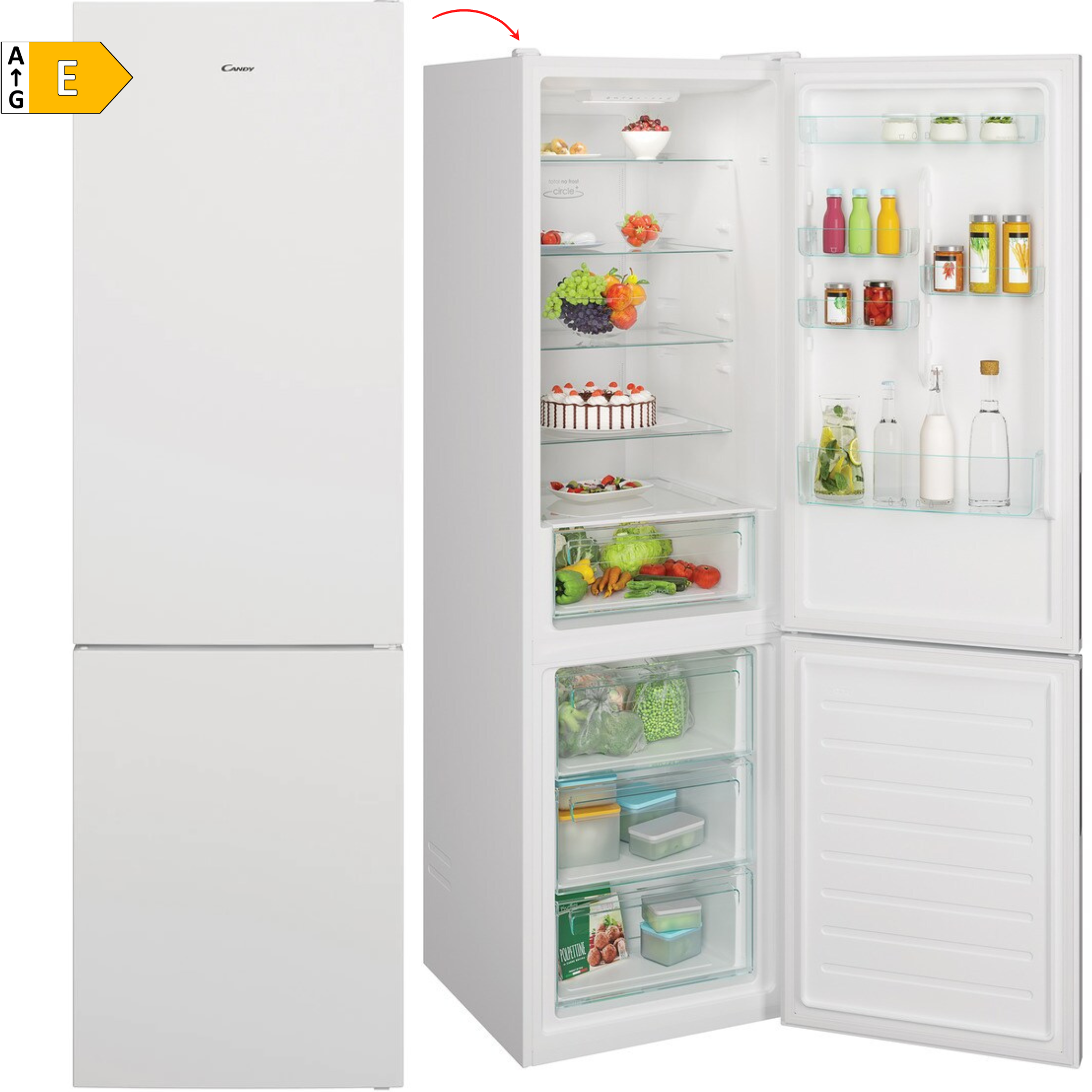 FRIGORÍFICO COMBI CANDY CCE4T620EW, 200x60, NOFROST, BLANCO - E